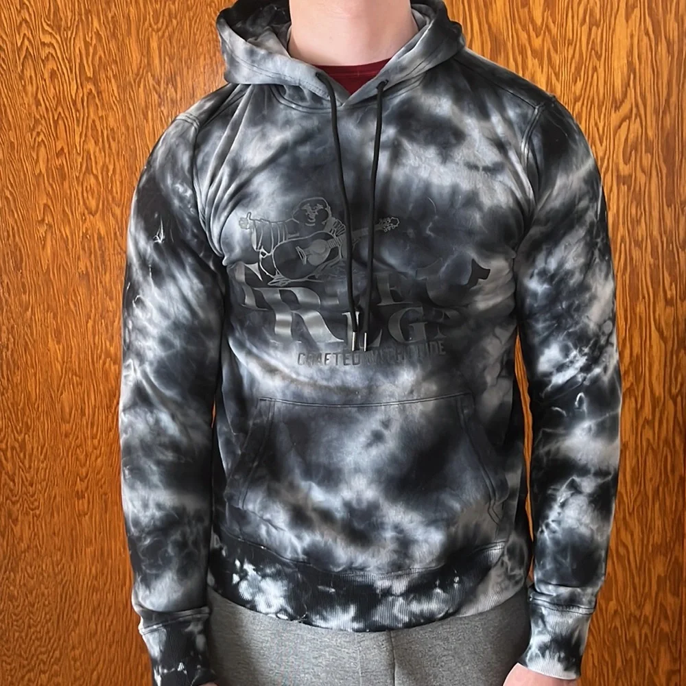 True Religion Logo Horseshoe Pullover Sweatshirt Tie Dye Size L NWT